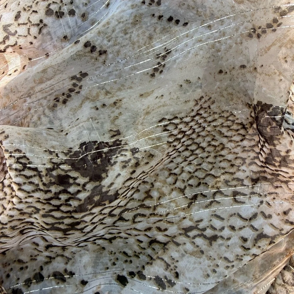 NWT Express Sheer Snake-Print Tie-Front Shrug in Beige‎ & Black w/ Silver Thread